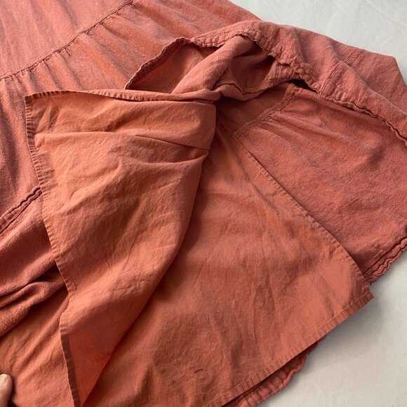 Nicole Miller New York Tiered Linen Blend Dress Mauve Sleeveless L - Picture 11 of 15